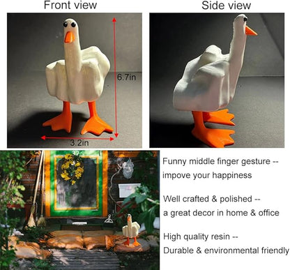 "Talk Duck" Figurine - Quirky Middle Finger Statue for Desk