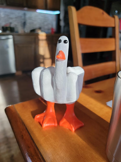 "Talk Duck" Figurine - Quirky Middle Finger Statue for Desk